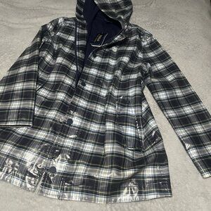 Polo by Ralph Lauren Plaid Raincoat - Blue, white, hints of green & yellow